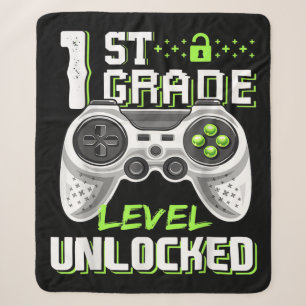 1st Grade Level Unlocked Gamer First Day Of School Sherpa Blanket