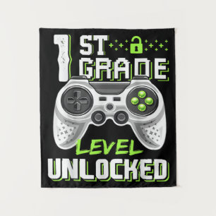 1st Grade Level Unlocked Gamer First Day Of School Tapestry