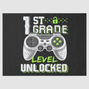 1st Grade Level Unlocked Gamer First Day Of School Tissue Paper