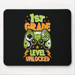 1st Grade Level Unlocked Gamer Vibes Back To Schoo Mouse Mat