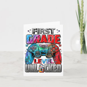 1st Grade Level Unlocked Gaming Gamer Boys Back To Card