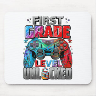 1st Grade Level Unlocked Gaming Gamer Boys Back To Mouse Mat