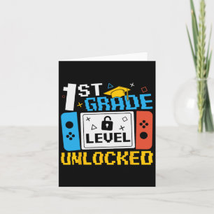 1st Grade Level Unlocked Video Game Back To School Card