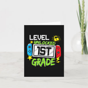 1st Grade Level Unlocked Video Game Back To School Card
