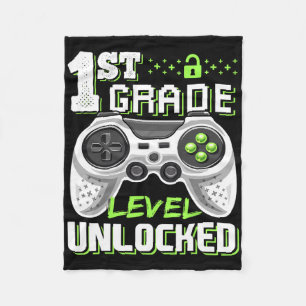 1st Grade Level Unlocked Video Game Back To School Fleece Blanket
