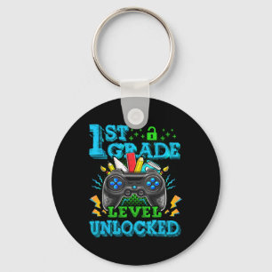 1st Grade Level Unlocked Video Game Back To School Key Ring