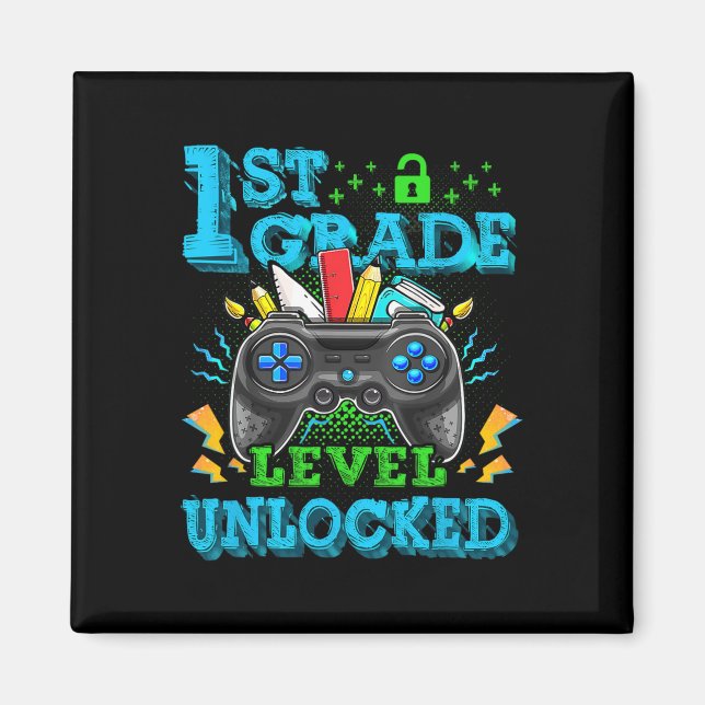 1st Grade Level Unlocked Video Game Back To School Magnet (Front)
