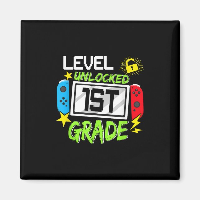 1st Grade Level Unlocked Video Game Back To School Magnet (Front)