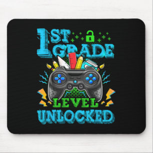 1st Grade Level Unlocked Video Game Back To School Mouse Mat