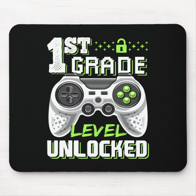 1st Grade Level Unlocked Video Game Back To School Mouse Mat (Front)