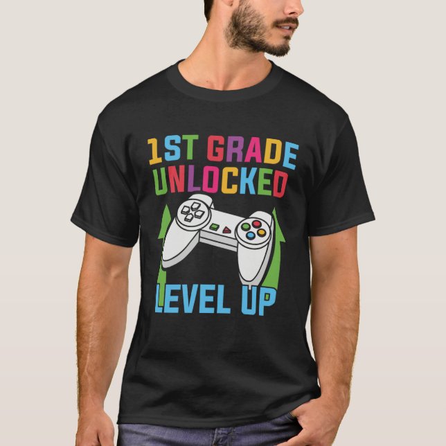 1ST GRADE LEVEL UNLOCKED Video Game Back to School T-Shirt (Front)