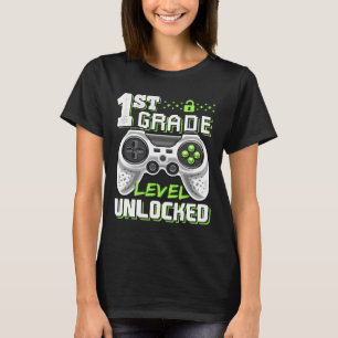 1st Grade Level Unlocked Video Game Byck To School T-Shirt