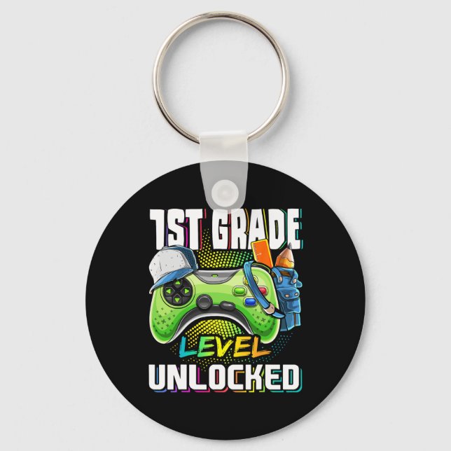 1st Grade Level Unlocked Video Game Ck To School B Key Ring (Front)