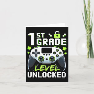 1st Grade Level Unlocked Video Gamer Back To Schoo Card