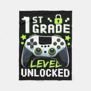1st Grade Level Unlocked Video Gamer Back To Schoo Fleece Blanket