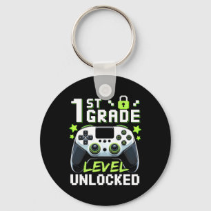 1st Grade Level Unlocked Video Gamer Back To Schoo Key Ring