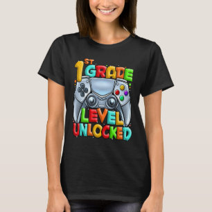 1st Grade Level Unlocked Video Gamer Back To Schoo T-Shirt