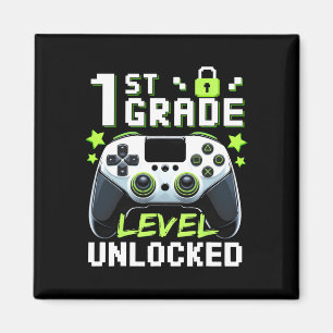 1st Grade Level Unlocked Video Gamer Ck To School Magnet