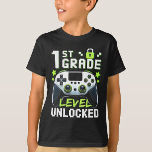 1st Grade Level Unlocked Video Gamer Ck To School T-Shirt