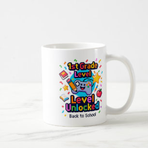 1st Grade Level Unlocked Video Gamer Pixel Ck To S Coffee Mug
