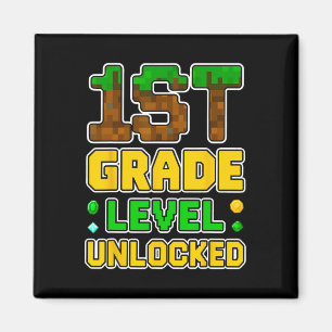 1st Grade Level Unlocked Video Gamer Pixel Ck To S Magnet