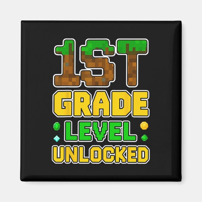 1st Grade Level Unlocked Video Gamer Pixel Ck To S Magnet (Front)