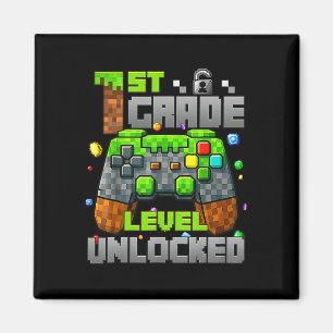 1st Grade Level Unlocked Video Gamer Pixel Ck To S Magnet