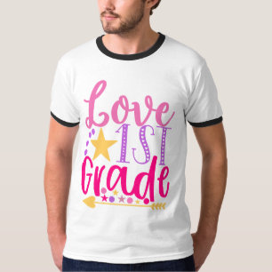 1st grade love white Men's Basic Ringer T-Shirt