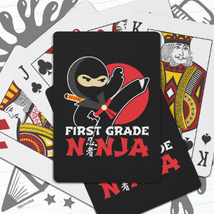 1st Grade Ninja Kick First Day Back To School Playing Cards