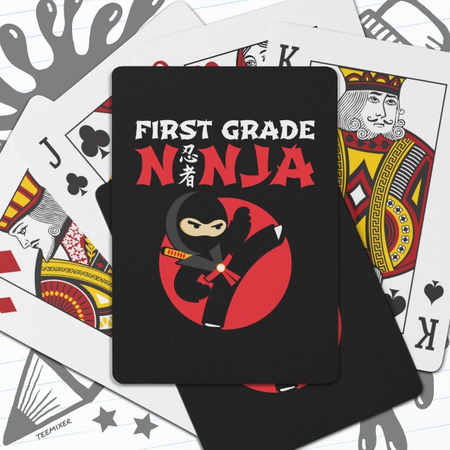 1st Grade Ninja Kick First Day Back To School Playing Cards (Creator Uploaded)