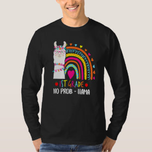 1st Grade No Prob Llama Teacher Rainbow Back To Sc T-Shirt