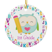 1st Grade Personalised Owl Teacher Ornament