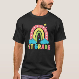 1st Grade Rainbow Girl Boys Teacher Hello 1st Grad T-Shirt