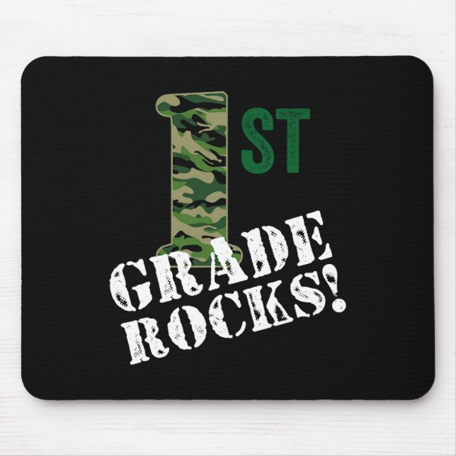 1st Grade Rocks Camo First Grader Back To School C Mouse Mat (Front)
