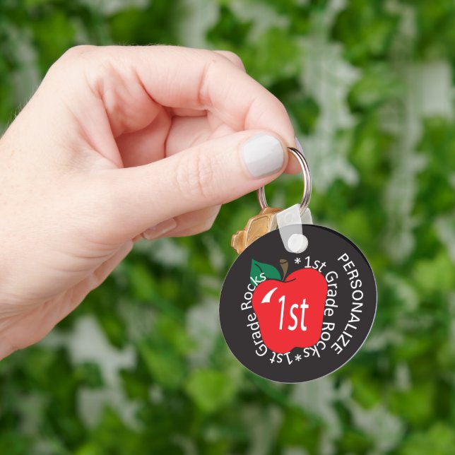 1st Grade Rocks - School Teacher Key Ring (Hand)