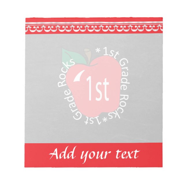 1st Grade School Teachers Rock Notepad (Front)