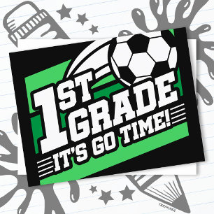 1st Grade Soccer Football First Day Back To School Postcard