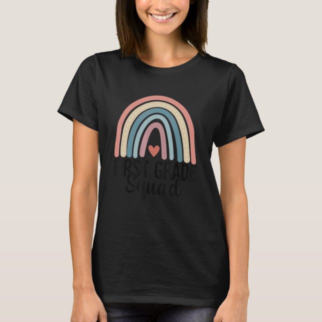 1st Grade Squad Back To School Boho Rainbow Teache T-Shirt (Front)