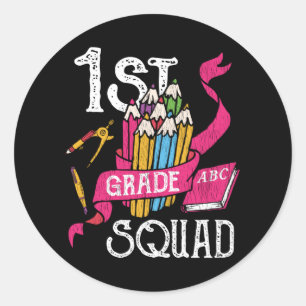 1st Grade Squad Back to School Student Kids Gift Classic Round Sticker