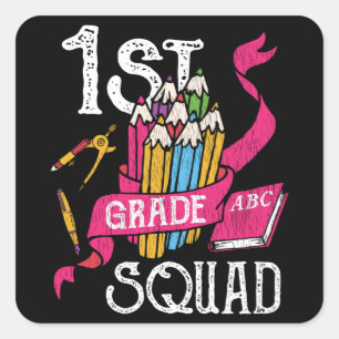 1st Grade Squad Back to School Student Kids Gift Square Sticker