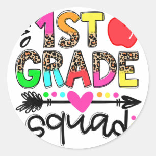 1st Grade Squad Classic Round Sticker