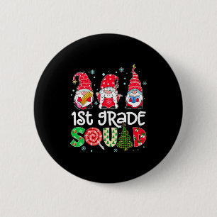 1st Grade Squad Gnome Teacher Christmas Ne Buffalo 6 Cm Round Badge