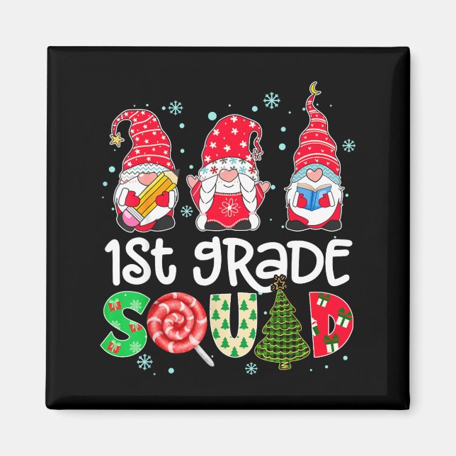 1st Grade Squad Gnome Teacher Christmas Ne Buffalo Magnet (Front)