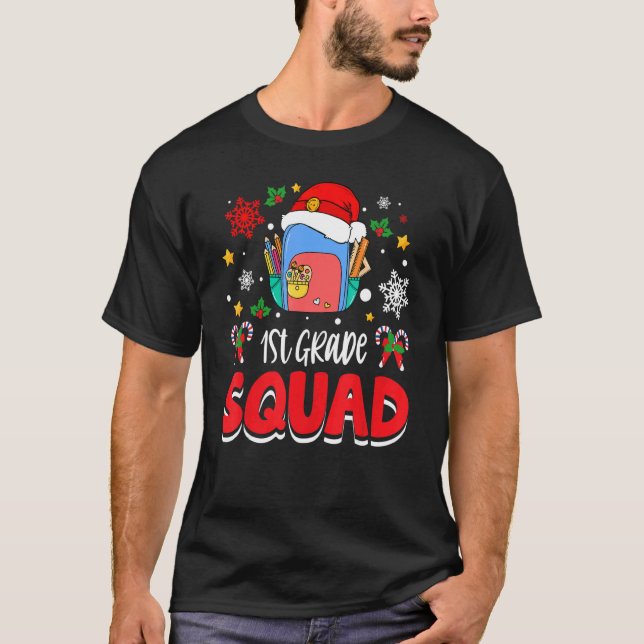 1st Grade Squad Group Matching Christmas Pajama Pa T-Shirt (Front)