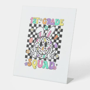 1st Grade Squad Rabbit Bunny Easter Day Teacher St Pedestal Sign