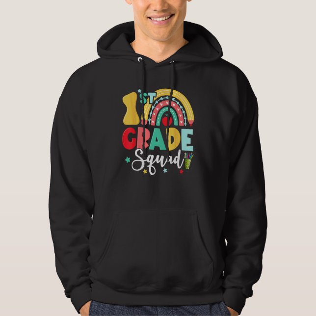 1st Grade Squad Team  Back To School Girls Boys Te Hoodie (Front)