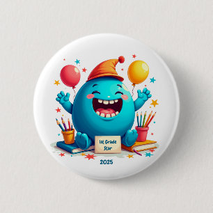 1st Grade Star Celebration – Cute Cartoon Design 6 Cm Round Badge