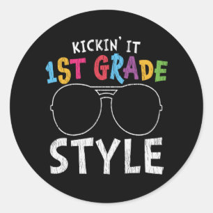1st Grade Style First Day of School Student Gift Classic Round Sticker