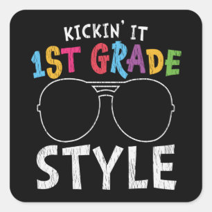 1st Grade Style First Day of School Student Gift Square Sticker