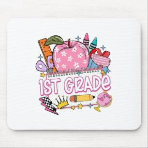 1st Grade Teacher Back To School Apple Notebook Re Mouse Mat
